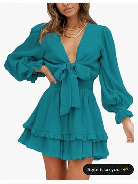 NWT Dokotoo Tie Front Long Sleeve Dress Size XS